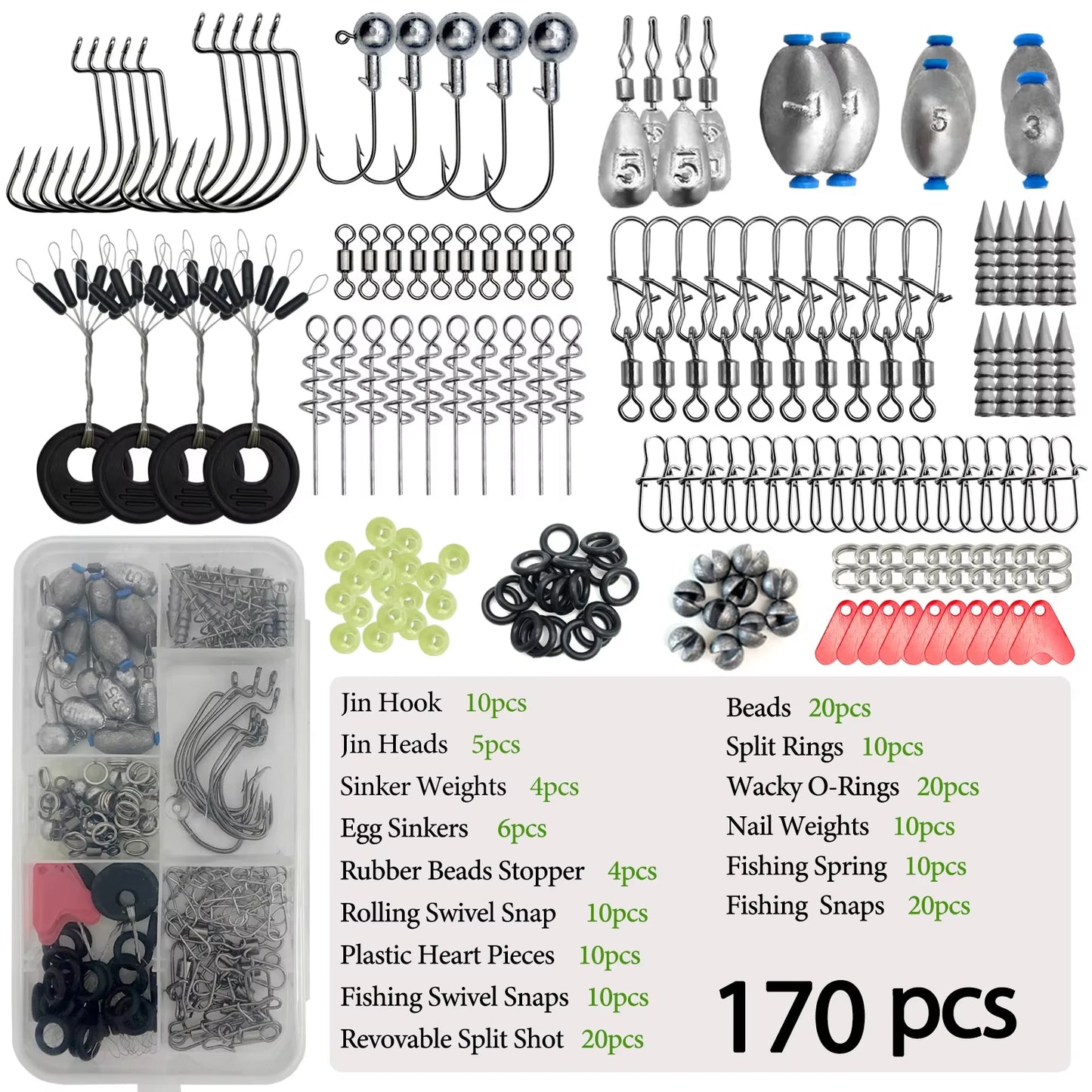 Complete Fishing Tackle Kit with Double-Layer Tackle Box