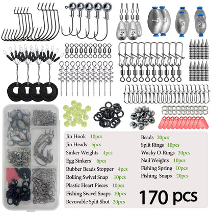 Complete Fishing Tackle Kit with Double-Layer Tackle Box
