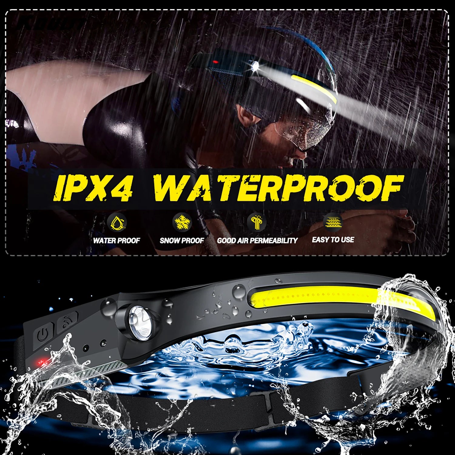 Rechargeable LED Sensor Headlamp for Camping & Work