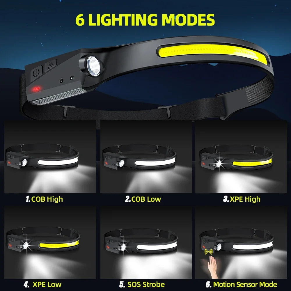 Rechargeable LED Sensor Headlamp for Camping & Work