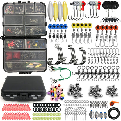 Complete Fishing Tackle Kit with Double-Layer Tackle Box