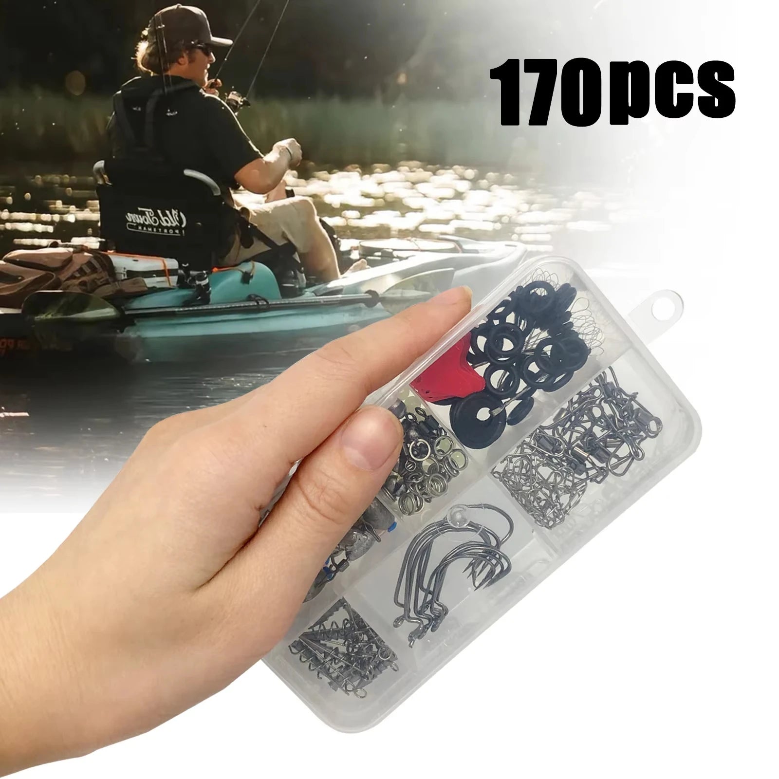 Complete Fishing Tackle Kit with Double-Layer Tackle Box