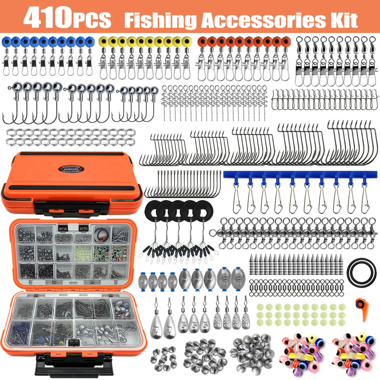 Complete Fishing Tackle Kit with Double-Layer Tackle Box
