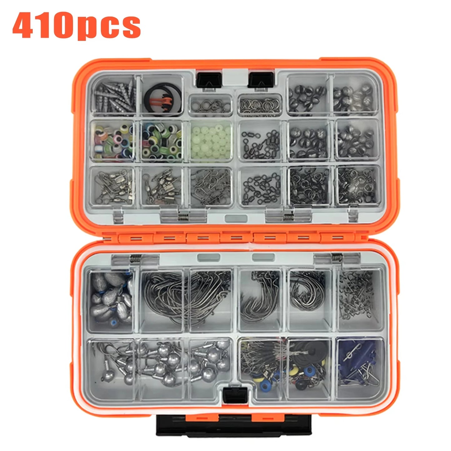 Complete Fishing Tackle Kit with Double-Layer Tackle Box
